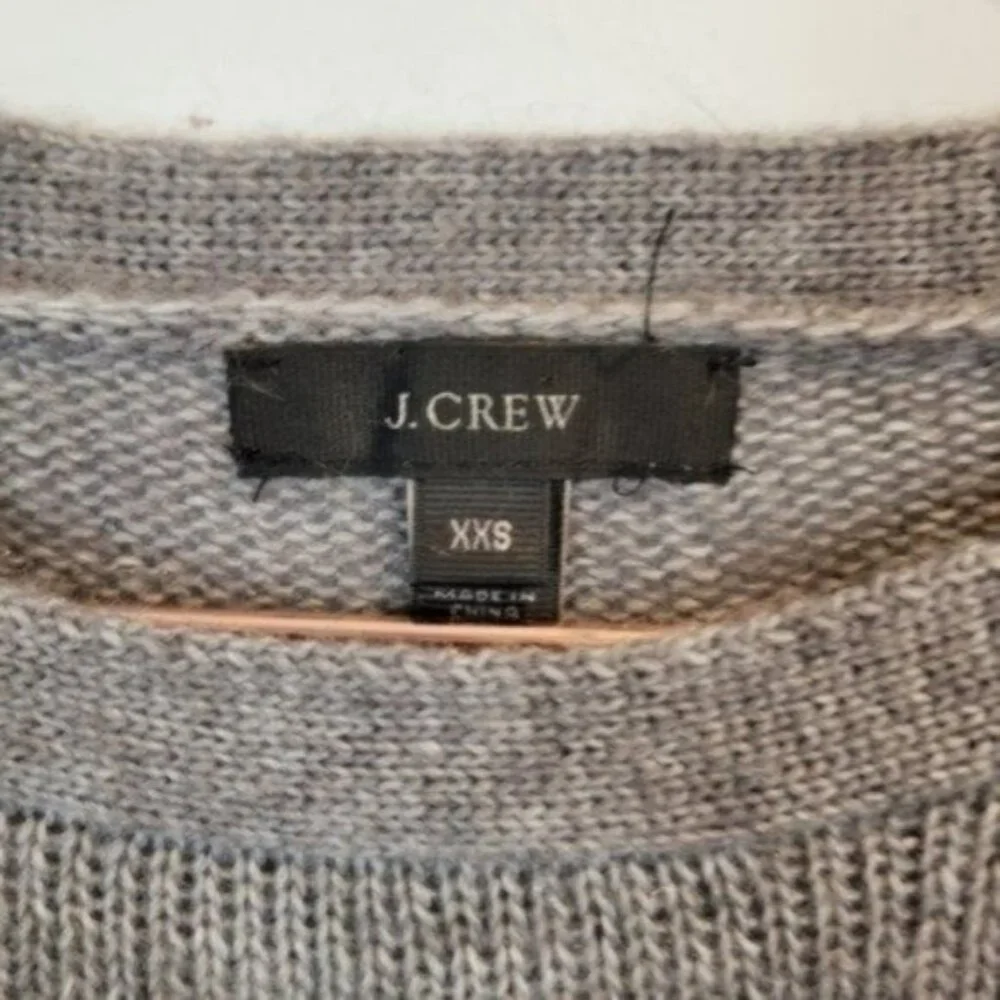 J. Crew Striped Wool Mohair Boat Neck Sweater Gray White